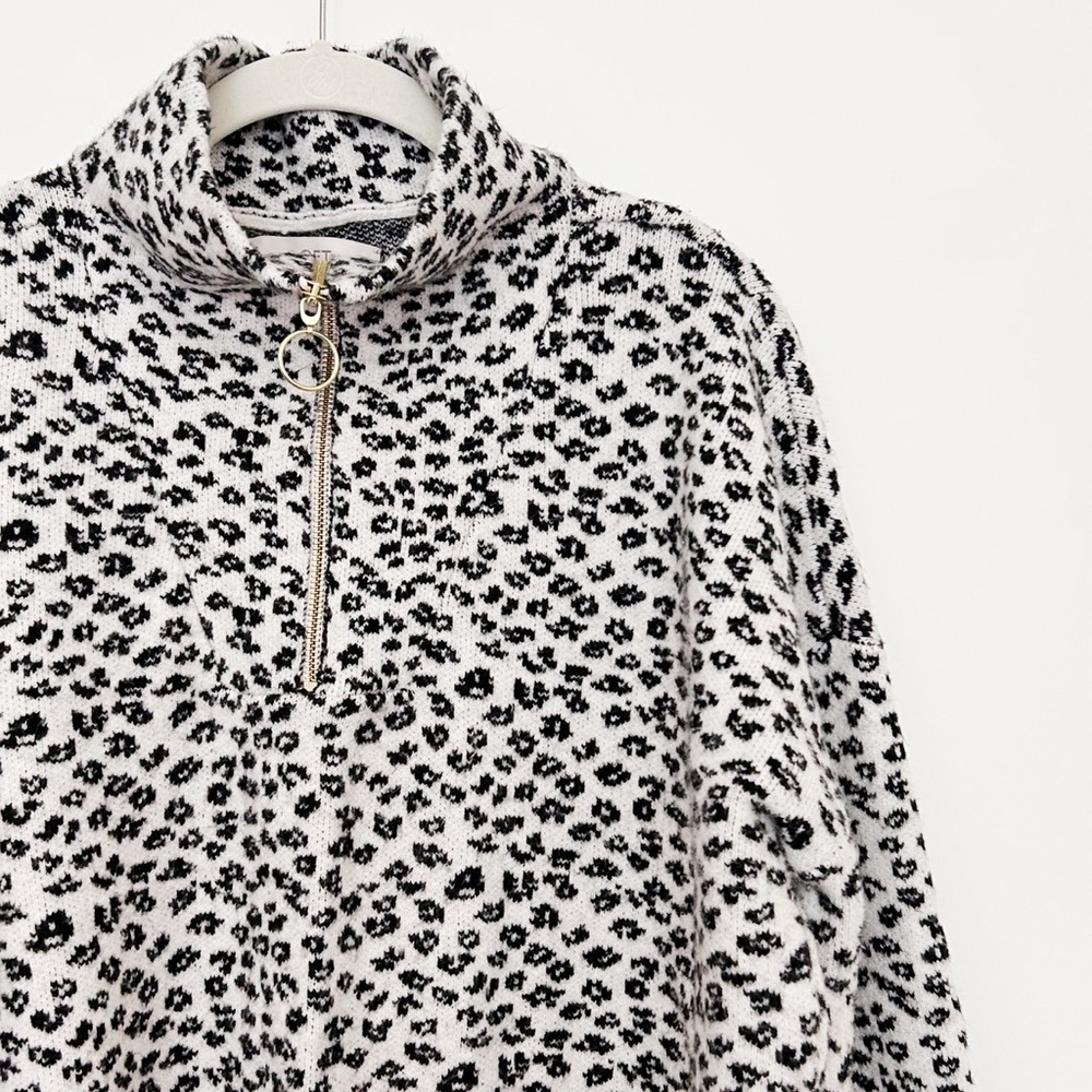 Loft Leopard Print Zip Sweater - image 5